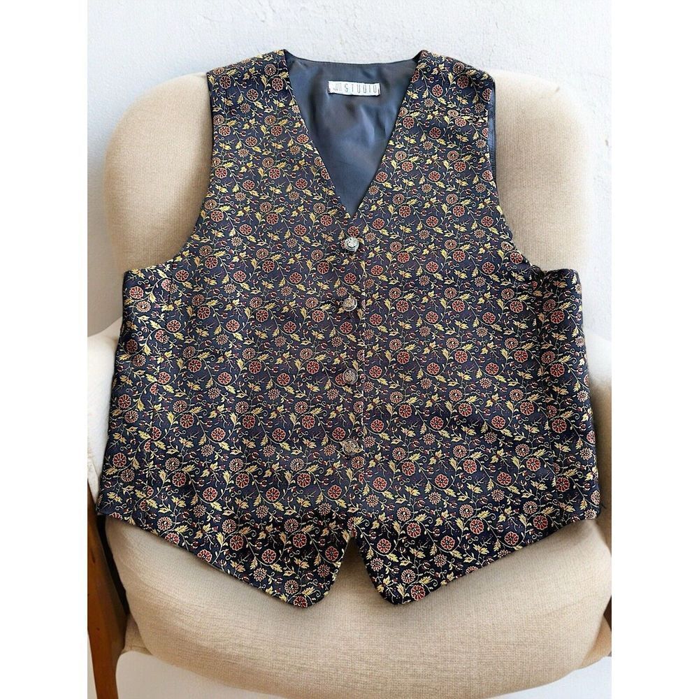 Vintage JM Studio Vest Floral Hippie Print Sz M